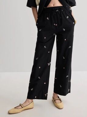 Romy June Embroidered Black Pants NWT Size Small